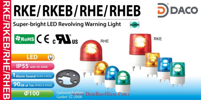 RHEB-12-B+SZ-200A Đèn báo quay Patlite Φ100 Bóng LED Còi Buzzer 90dB IP23, IP55