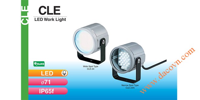 Đèn LED chiếu sáng dạng tròn Φ71 Patlite CLE-24N chống chịu dung môi hóa chất, dầu, nước, IP65, 24VDC
