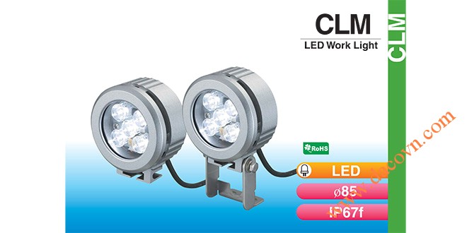 Đèn LED chiếu sáng dạng tròn Φ85 Patlite CLM-24 chống chịu dung môi hóa chất, dầu, nước, IP67, 24VDC