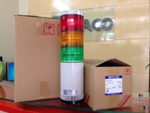 Den thap bao hieu Patlite phi 100 bong LED nhap nhay co Coi LGE