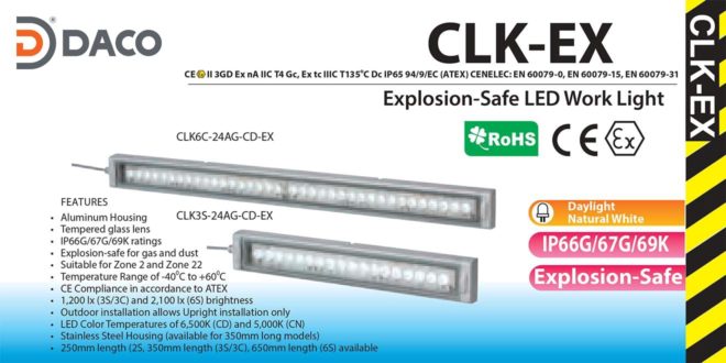 Đèn LED chiếu sáng Phòng nổ dạng thanh Patlite CLK-Ex IP66G/67G/69K, 24VDC