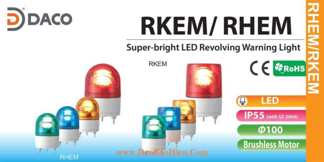 RKEM-12-Y+SZ-200A Đèn quay Patlite Φ100 Bóng LED IP23, IP55