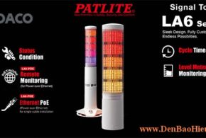 LA6-5DSNWB-POE Đèn tháp LAN POE báo hiệu Patlite Φ60 Bóng LED 5 tầng Còi 11 âm báo IP20